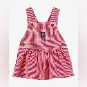 Baby Boden Red and White Striped Heart Pinafore Dress
